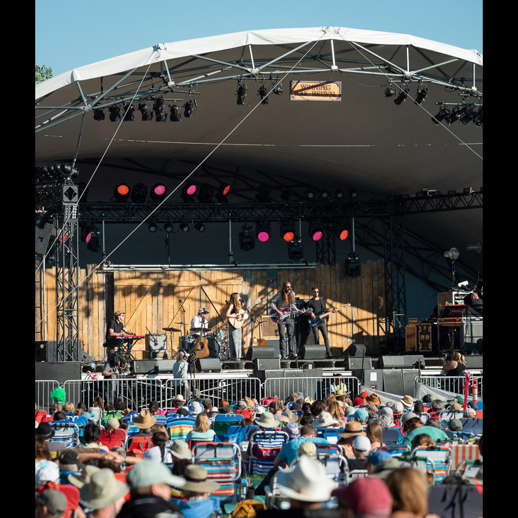 Roger Roger steps onto the main stage to officially kick off the 45th Winnipeg Folk Festival.