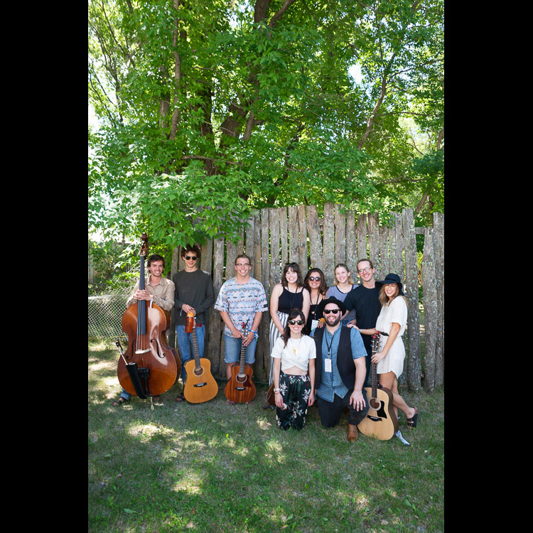 The Fortunate Ones celebrating a successful performance with the young performers they mentored: Liam Allan, David Delorme, Scott Dick, Erika Fowler, Lindsay Thomson, Anna M Johnson, Ben Stopfel, Kira Gregory (back row - left to right)