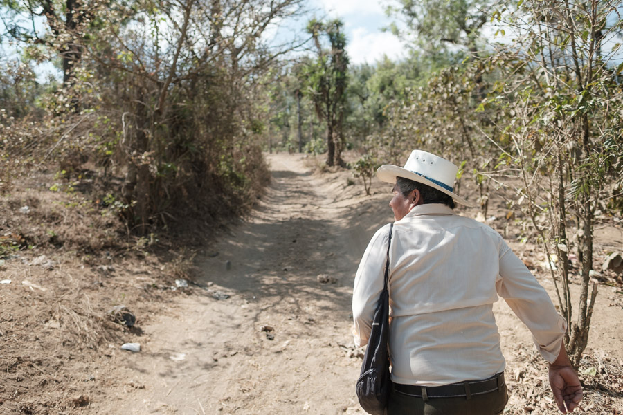 Hiking up loose volcanic soil as the hot sun rises higher in the sky.