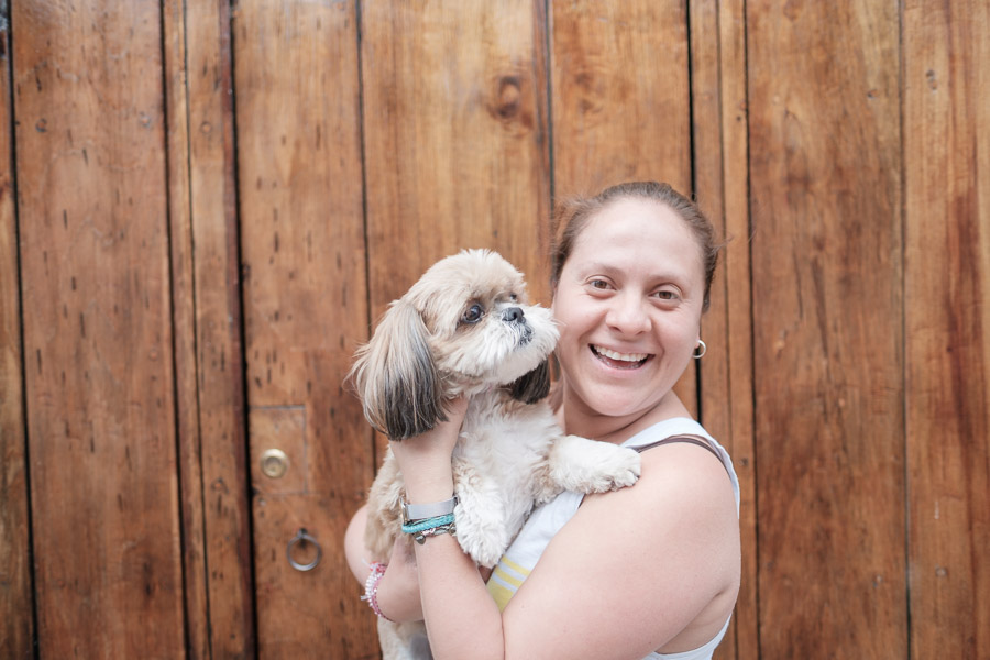 Evelyn, and her rescue dog Mautice.