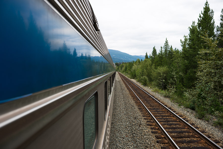 Just like before, it was a common reoccurrence to wait on the side of the tracks for another train to pass. This is about as much as the view opens up out the window. Everyone talks about how scenic it can be to take a train through the mountains, and it is, but the reality is that your view is usually block by dense forest that has grown right up to the edge of the tracks. Going west, I really enjoyed watching the trees get larger as we neared the coasts&hellip;but the forests reached for us nonetheless.