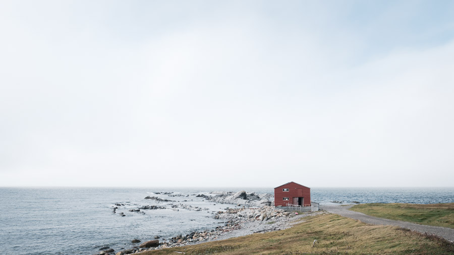 A weathered fishing cabin, used seasonally by the Mudge family since 1941.