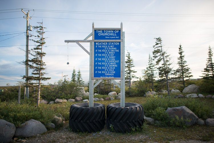 The town of Churchill weather station: &ldquo;If the rock is wet, it&rsquo;s raining. If the rock is swaying, it&rsquo;s windy. If the rock is hot, it&rsquo;s sunny. If the rock is cool, it&rsquo;s overcast. If the rock is white, it&rsquo;s snowing. If the rock is blue, it&rsquo;s cold. If the rock is gone&hellip;tornado. Up to the minute.&rdquo;