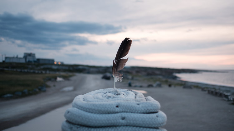 Dusk at the oceanside edge of the town.
