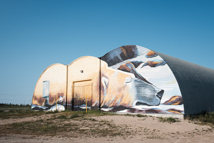 In 2017, Kal Barteski (an artist from Winnipeg) descended upon the town of Churchill with a team of artists gathered from around the world. Blank canvases on worn architecture were brought to life in a tough time, like this mural on the town’s Polar Bear Holding Facility. Check out the documentary Know I’m Here by Handcraft Creative that covers the whole SeaWalls Festival story.