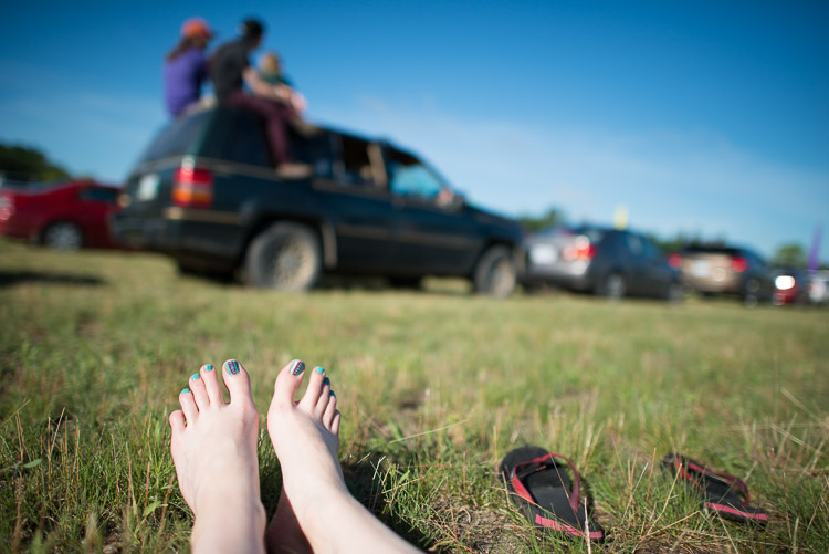 The long lineup to get in to the campground is a part of the festival. Best to relax and enjoy it.