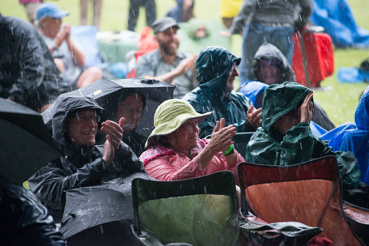 Despite the rain, people remained in high spirits.